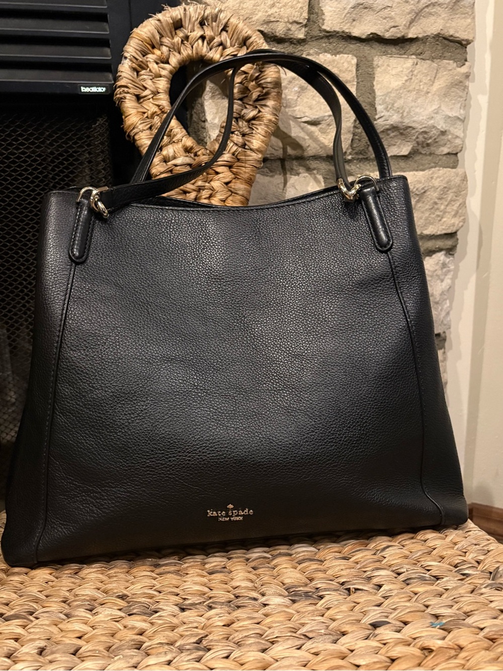 Kate Spade black leather shoulder bag